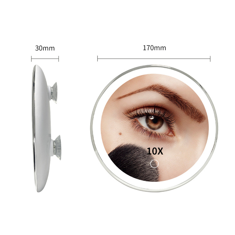 Suministro directo de fábrica HD 5-10X veces lupa led Amazon baño baño afeitado maquillaje ventosa espejo