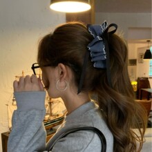 韩国原创设计云朵牛仔蓝发夹头饰2025新款高级感马尾香蕉夹发饰女