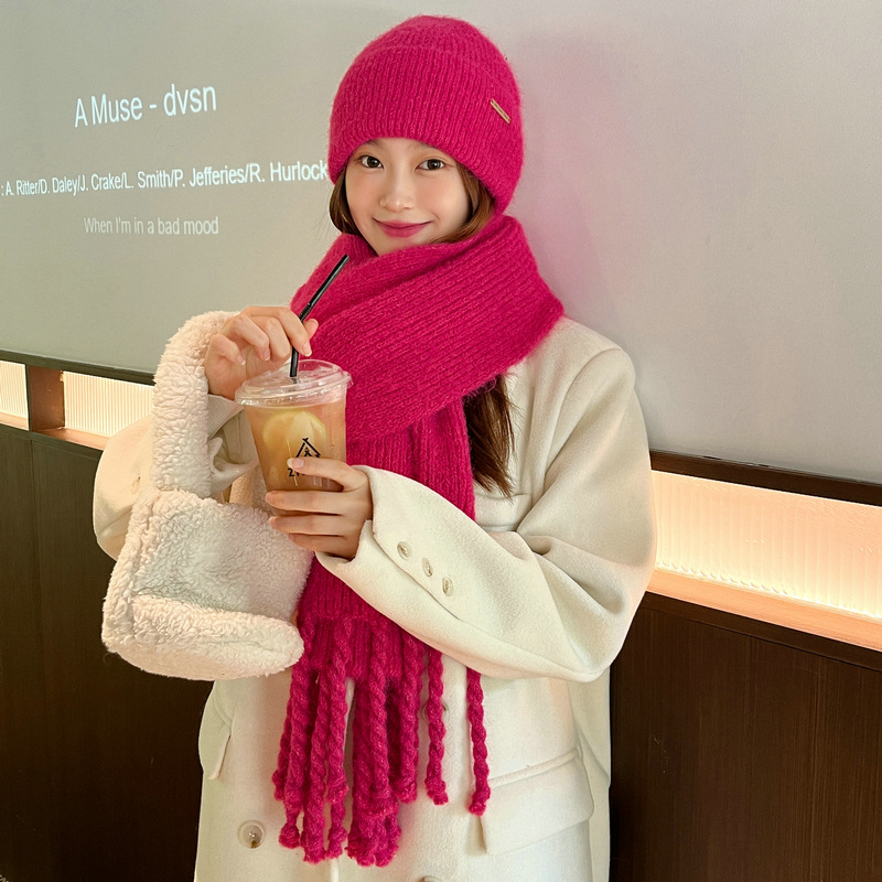 Versione coreana di nuova lana color caramella per le donne in inverno, versatile e calda, scialle di cashmere, studente_voghion.com