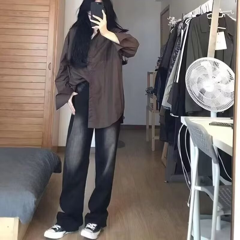 2024 primavera y otoño jeans estadounidenses hombres lavados y desgastados moda retro moda moda alta calle jeans rectos sueltos