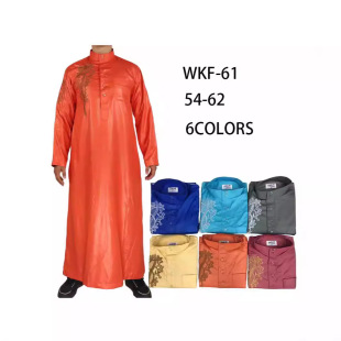 Wholesale Fashion Embroidered Water Wash Velvet Arabian Robe Long Sleeve Collar African Popular Islamic Dress mercerized velvet