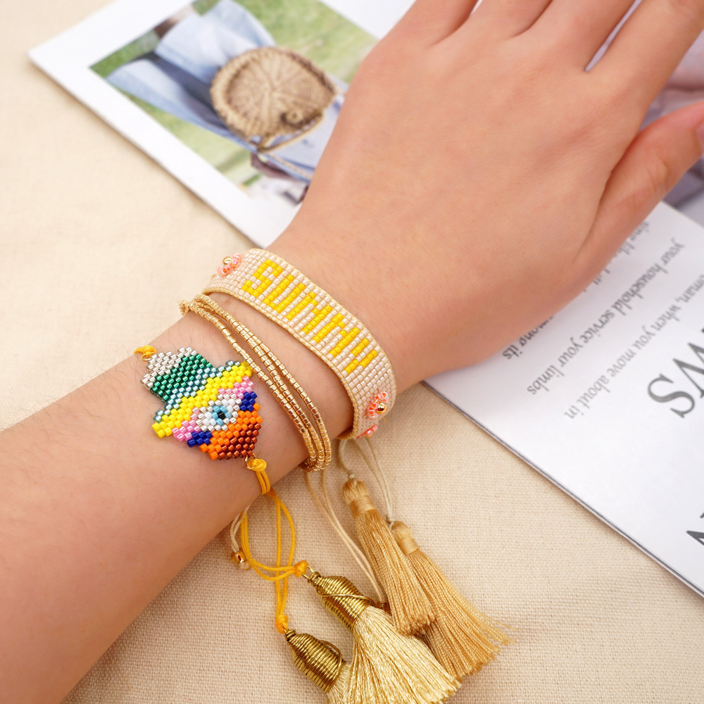 Ethnic Style Color Block Glass Beaded Bracelets