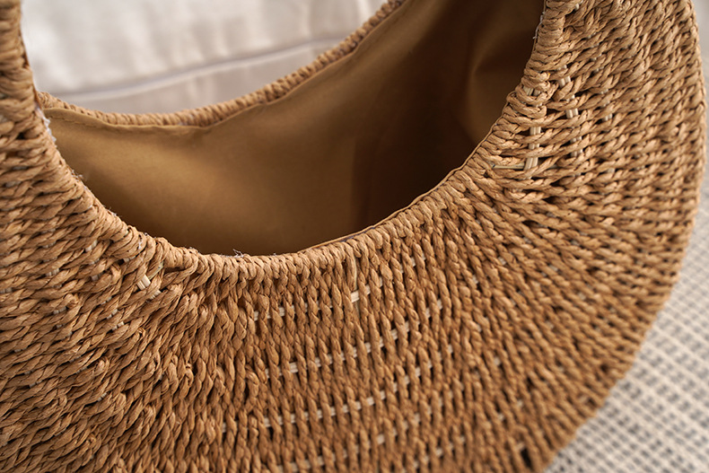 Vacation Style Women's Medium Straw Solid Color Vacation Magnetic Buckle Straw Bag