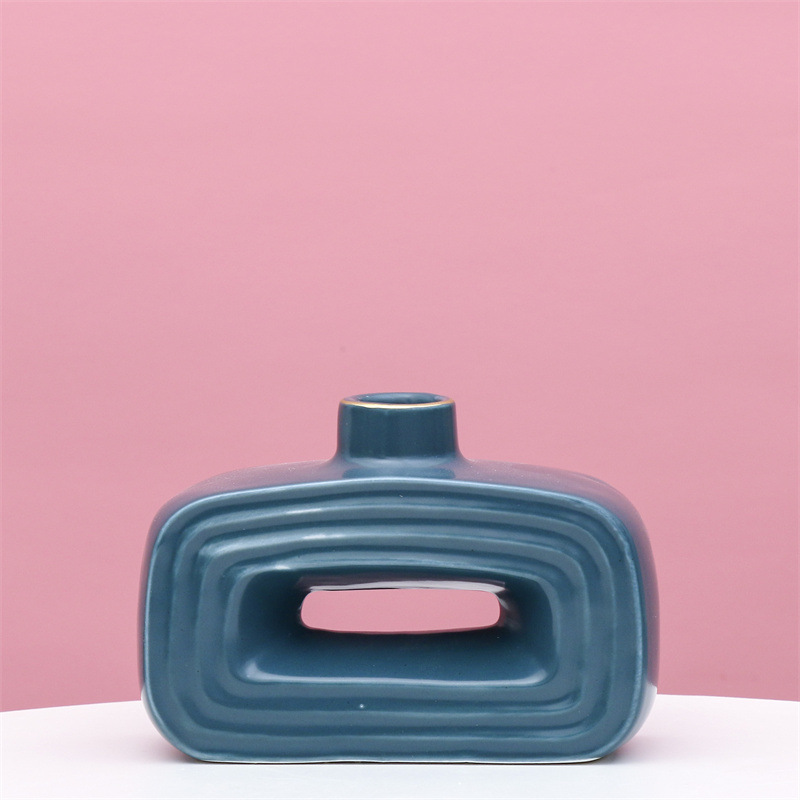 Nordic ins jarrón secado al aire creativo escritorio pequeña flor titular decoración sala de estar mesa de café Luz de lujo de cerámica decoración del hogar