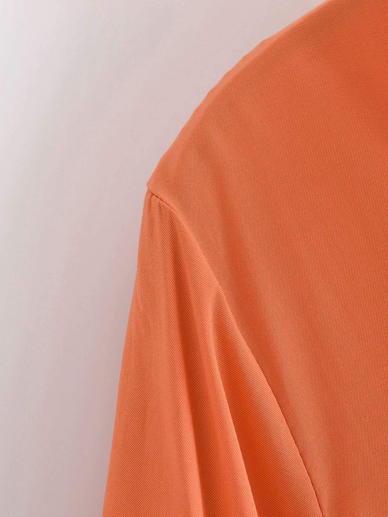 solid color long-sleeved arc hem knotted shirt dress  NSAM54304