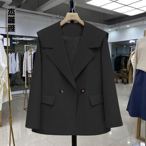 Spring and Autumn New Age-Reducing Blazer - Loose Cut and Flowing Feature for Petite Black