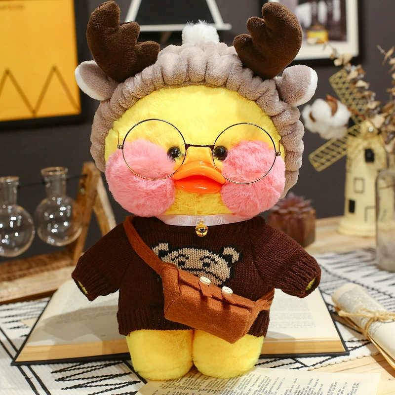 Мягкая игрушка утёнок, 30 см, жёлтый нарядный утёнок с ободком и очками, милый подарок