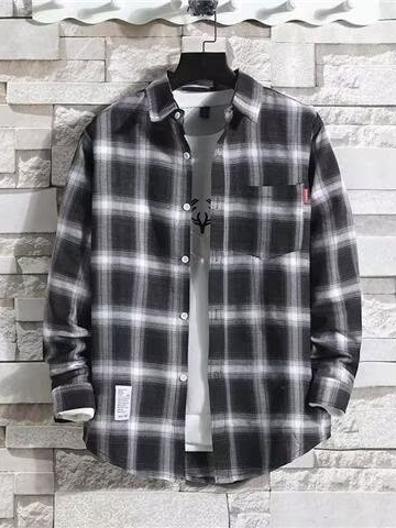 Plaid Shirt Men's Long-Sleeved Korean Style Loose Trendy Stylish Large Size Student Jacket Spring and Summer New Men's Shirt