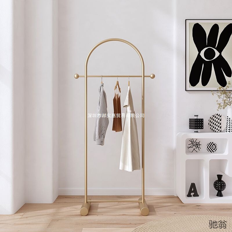 Nordic Simple Entryway Coat Rack Bedroom Floor-Standing Corner Coat Rack Master Bedroom Space-Saving Metal Coat Rack