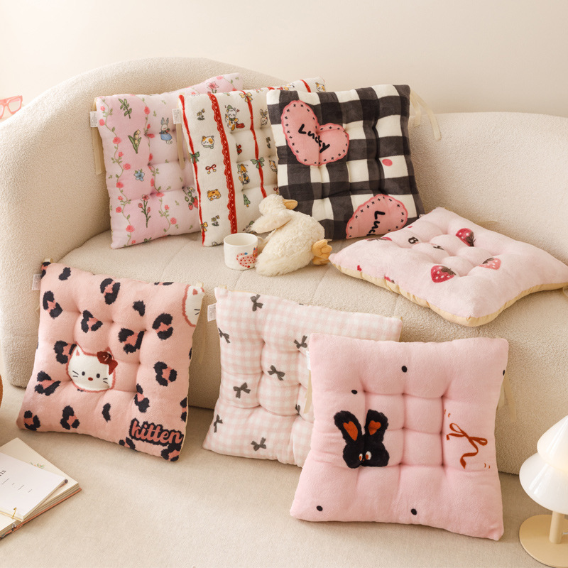Four Seasons Plush Cotton and Linen Cushions Office College Students Classroom Chair Cushions Sedentary Butt Cushions Home Bench Cushions