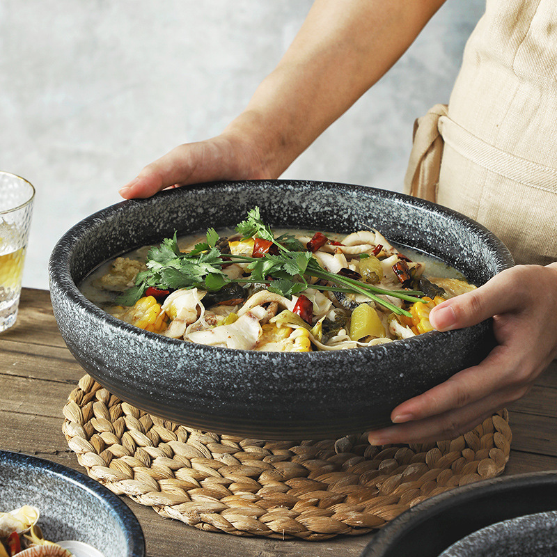 Ceramic Large Soup Bowl Noodle Bowl Ramen Bowl Large Bowl Household Instant Noodle Bowl Chaotic Bowl Japanese Tableware Large Capacity Soup Noodle Bowl
