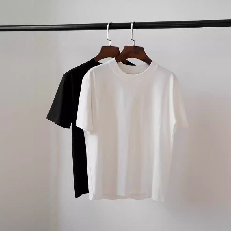 Row Soft Short-Sleeved T-Shirt with Round Neck