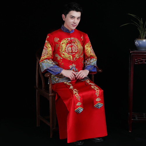 Xiuhe Chinese traditional wedding film cosplay clothing for male Groom dress Chinese wedding wedding robe Tang suit Chinese style Hanfu china dragon ancient gown