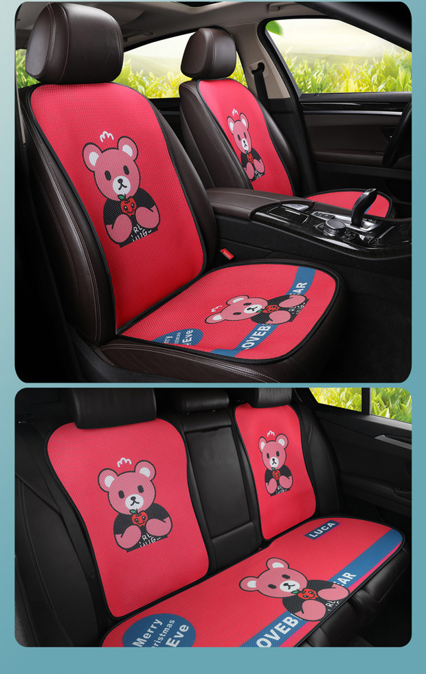 Car Seat Cushion Single Piece Summer Cooling Pad Cartoon Car Cushion Single Seat Pad Universal for All Seasons Ice Silk Three-Piece Set Seat Cushion