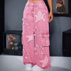 レディースデニム長ズボン工装ズボン多ポケット広脚ファッションパンツcargopants wholesale