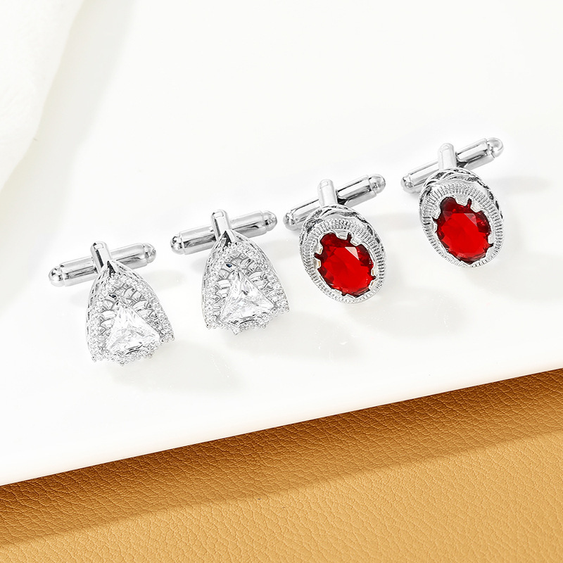 nuovi gemelli alla moda in metallo cavo intarsiato in rame con diamanti e rubini, gemelli da abito di alta qualità_voghion.com