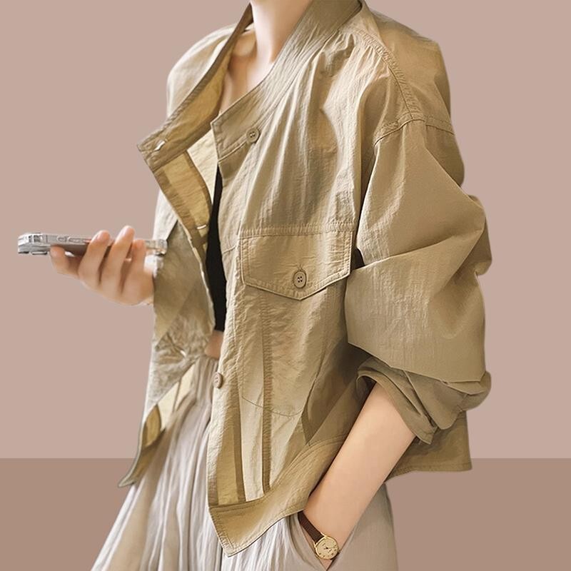 Lightweight Sun Protection Jacket for Women 2025 Summer New Design Short Casual Long-Sleeved Cardigan Shirt for Small People Lightweight Sun Protection Jacket for Women 2025 Summer New Design Short Casual Long-Sleeved Cardigan Shirt for Small People