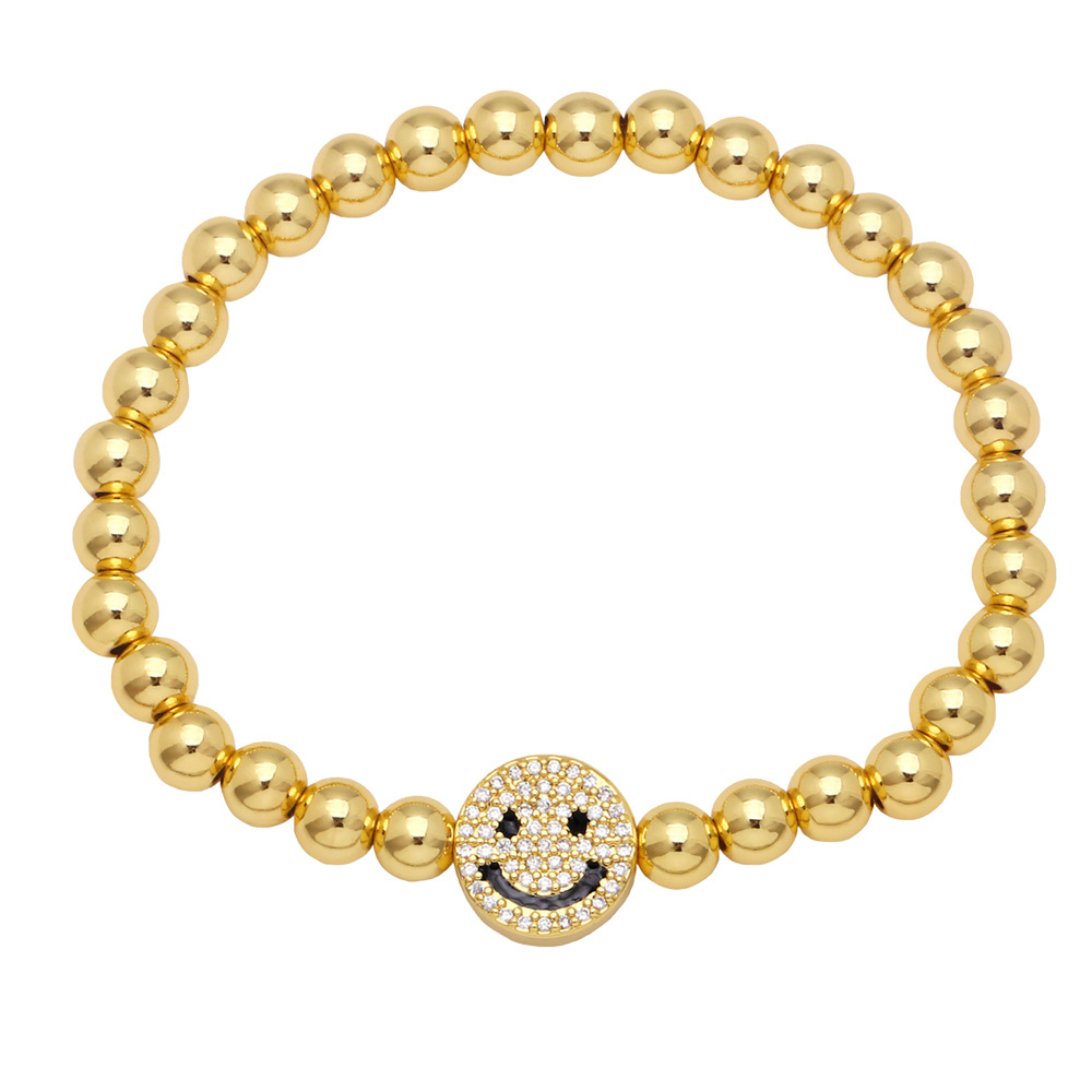 Fashion Copper Smiling Face Bracelet Daily Zircon Copper Bracelets