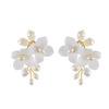 Fashionable earrings for bride, ceramics, Korean style, flowered