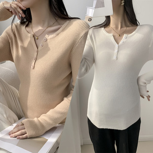 Real Shot in Stock: Autumn and Winter Maternity Core-Spun Yarn Buttoned Sweater, Base Layer, Plus-Size Women's Clothing, Slimming and Loose-Fitting