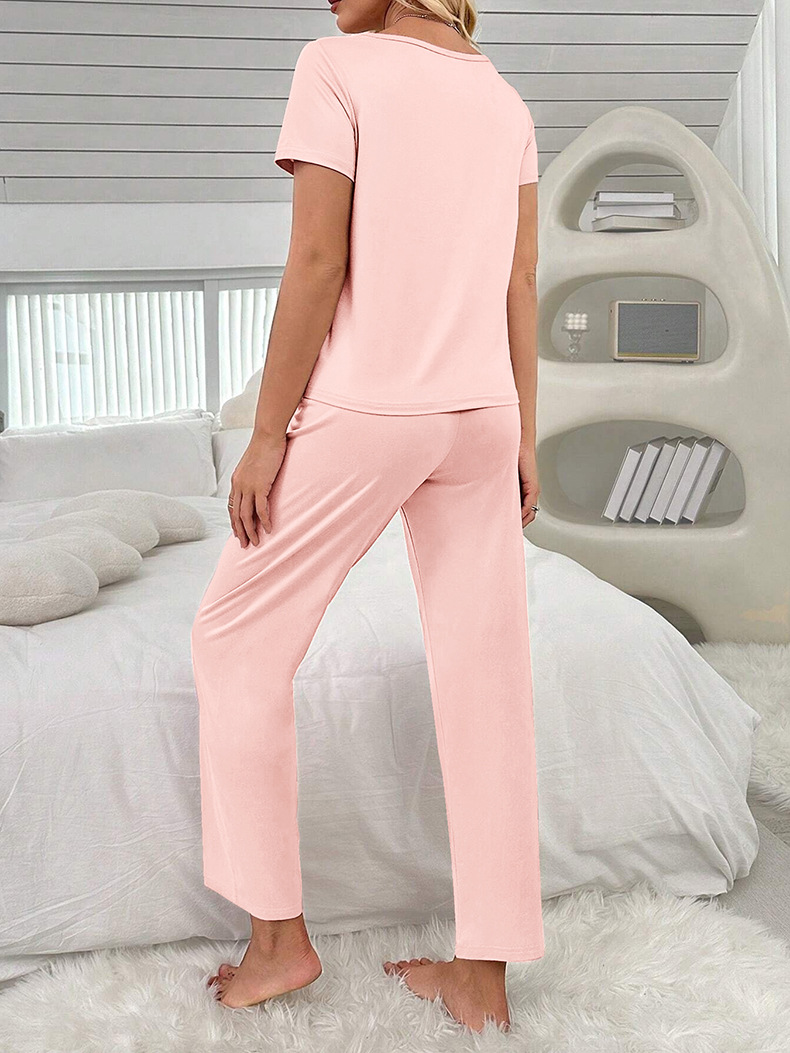 Pyjamaset för dam tvådelad casual höstkläder för hemmet_voghion.com