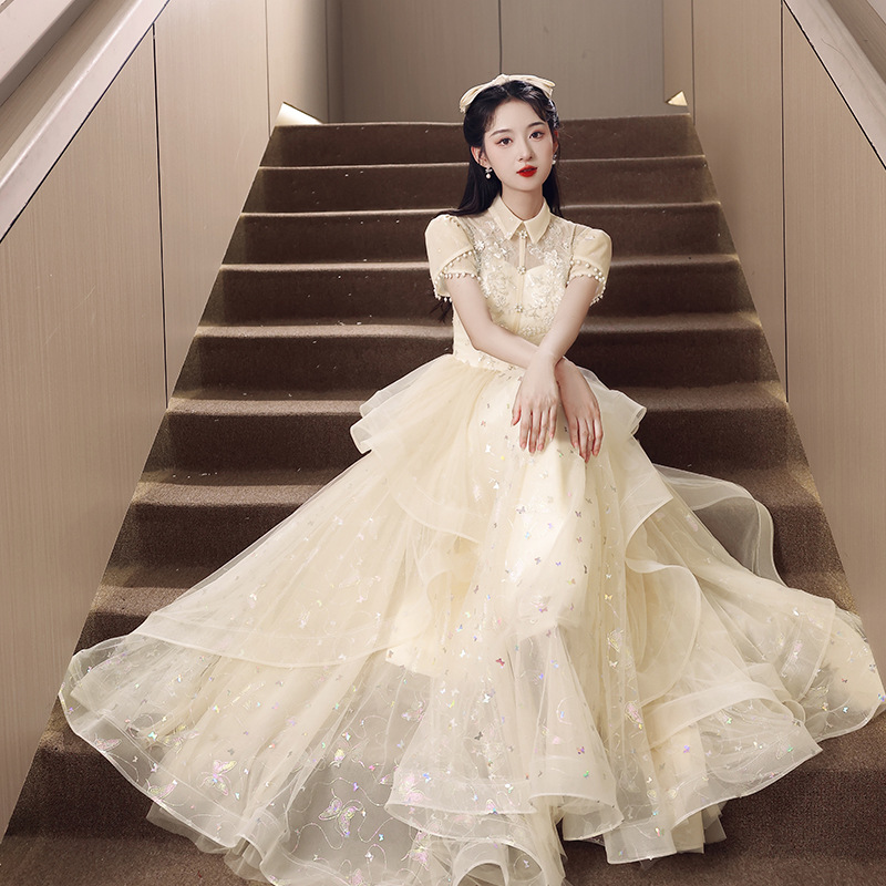 Evening Dress 2026 New Style Banquet Light Luxury Coming-Of-Age Ceremony Piano Performance Host Dress Student Art Exam Dress