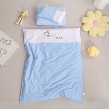 全棉绣花幼儿园被子三件套纯色格子拼接宝宝被褥午睡含芯六七件套