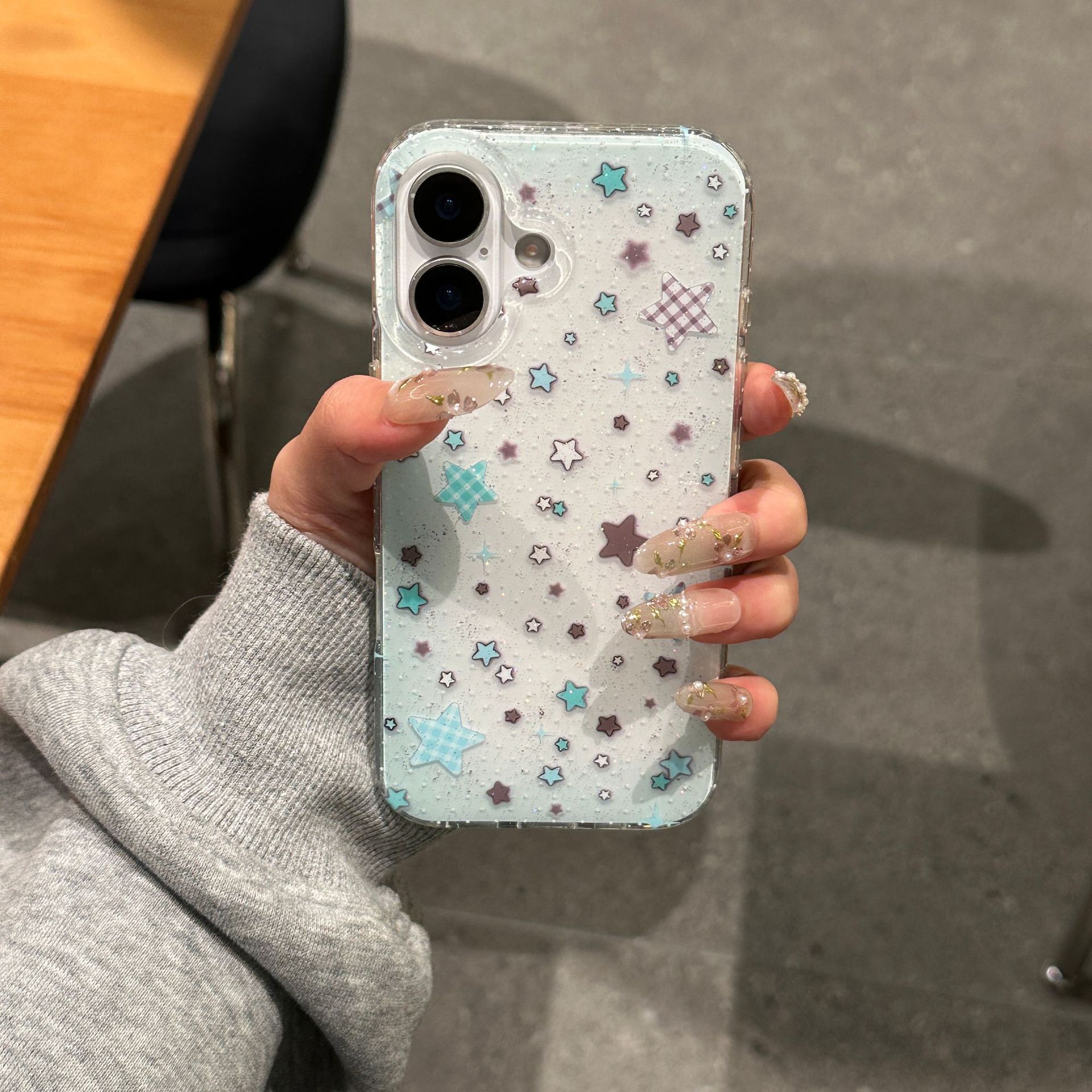 Brillante estrella de pantalla completa para Apple 15ProMax funda para teléfono móvil 16Pro cadena 14/13 pequeña fresca 16PM hembra