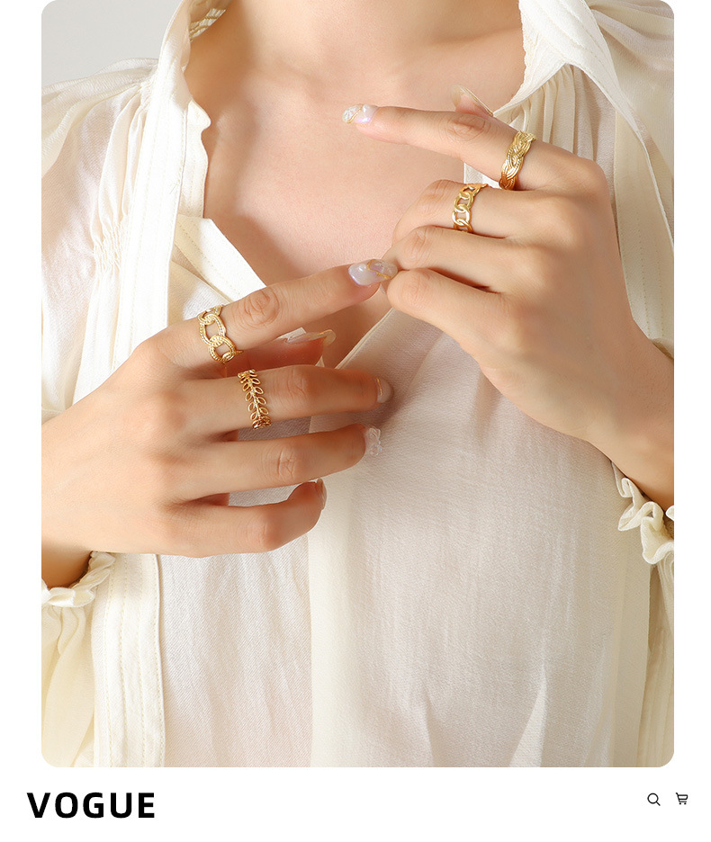18K Gold Plated Plating Material Wholesale Jewelry Fashion Geometric 304 Stainless Steel 18K Gold Plated Open Ring