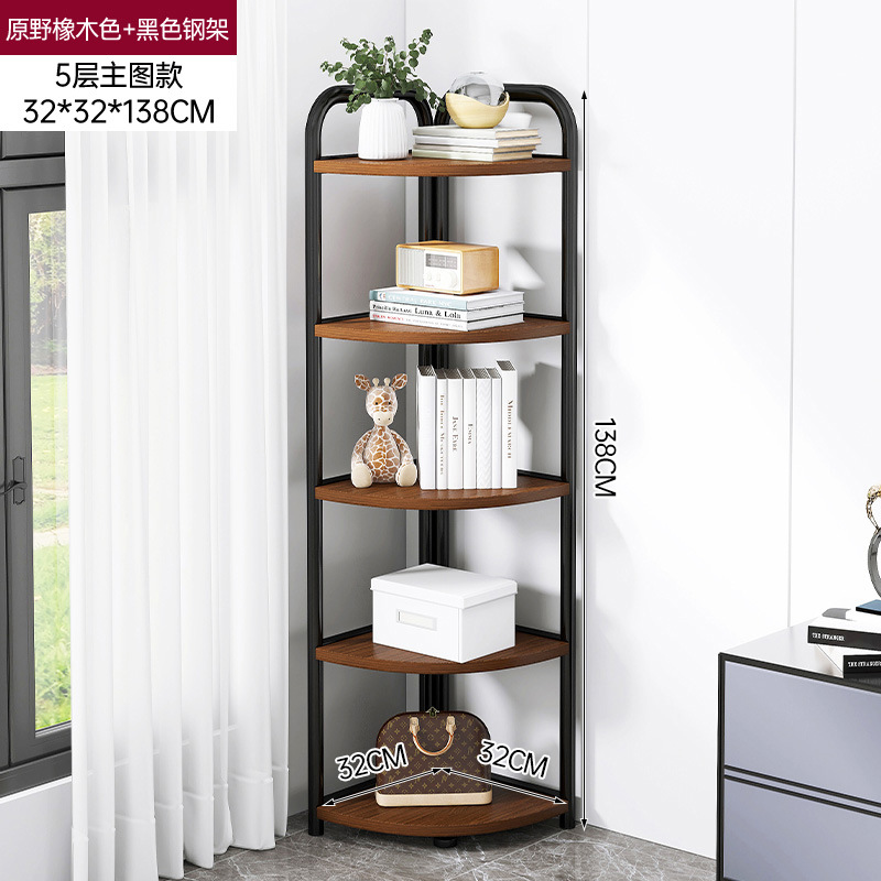 Estantería piso hogar sala de estar simple estante de almacenamiento esquina estantería integrada pared multi-capa Esquina de almacenamiento de hierro rack