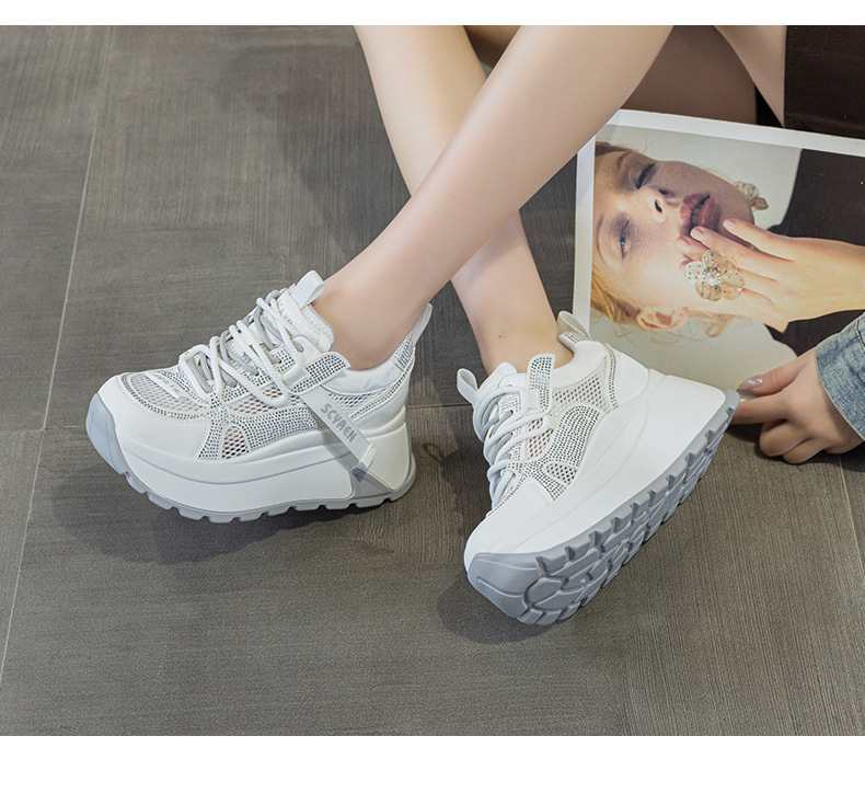 Giày sneaker nữ đế dày lưới thoáng khí phong cách retro — Xám 5066, Be 5066, Hồng đào 5066 chi tiết 12