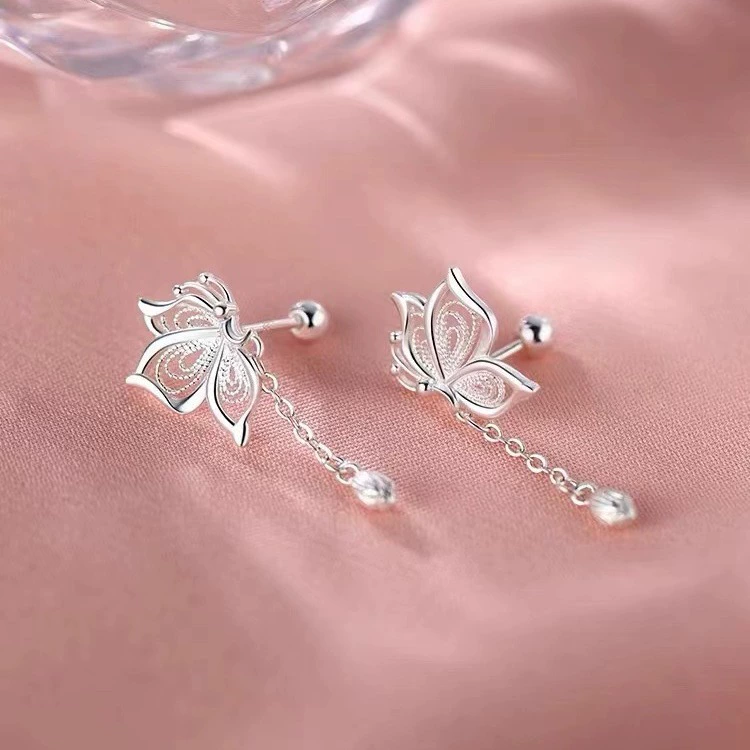 Серебряная игла, свежие милые серьги с кисточками, серебро 925 образец, корейский стиль