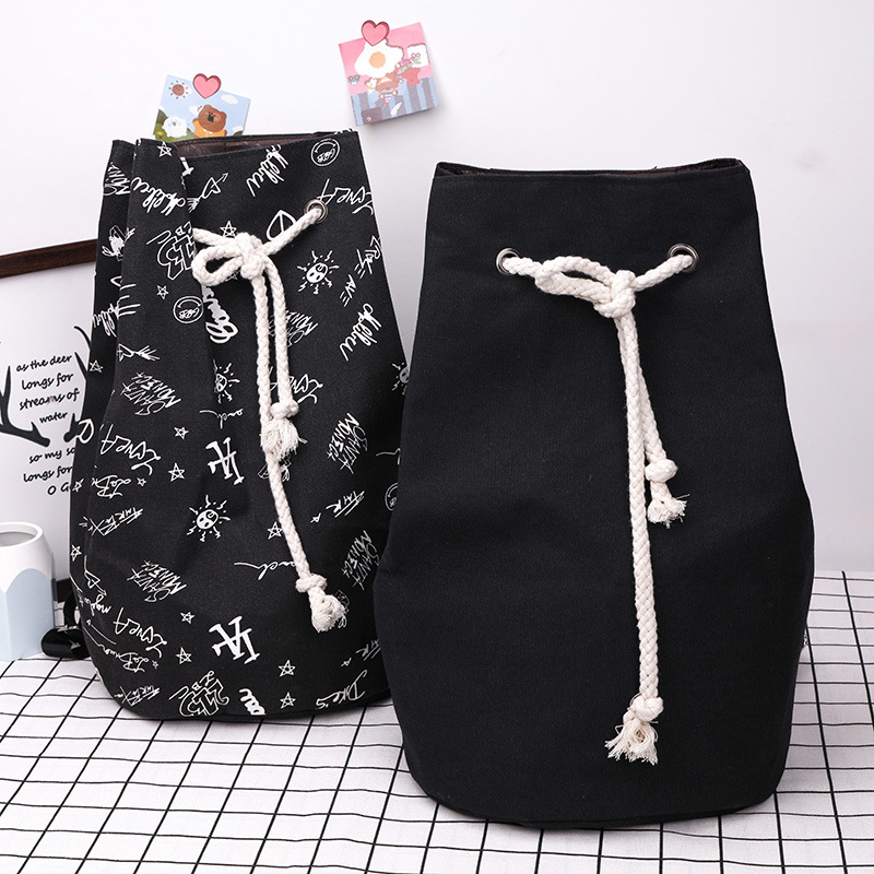 双肩包运动健身包男休闲水桶包女背包大容量帆布水桶篮球包定LOGO