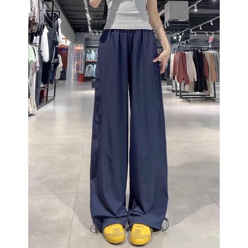 navy blue Quick-drying Overalls Women's Summer New High Waist Loose Draphy Casual Lazy Style Sports Wide Leg Pants navy blue Quick-drying Overalls Women's Summer New High Waist Loose Draphy Casual Lazy Style Sports Wide Leg Pants