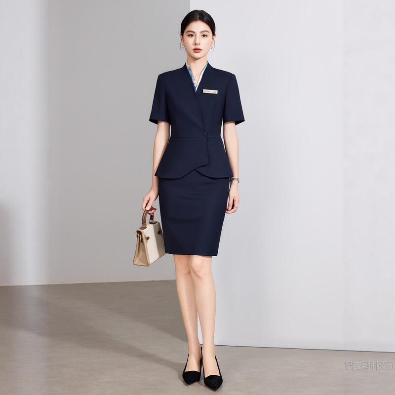 Professional Suit for Women, Summer Short-Sleeved Suit, High-End Beauty Salon, Hotel Front Desk Work Clothes, Interview Formal Wear