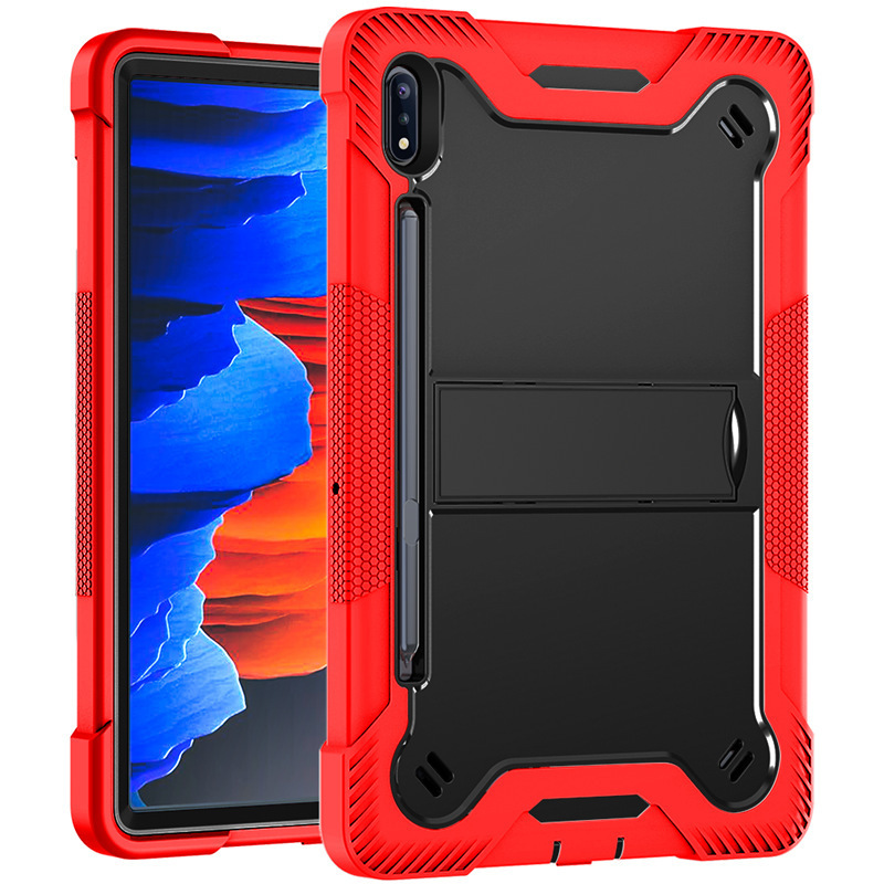 For Samsung Tab S7 Plus T970 flat cover S7FE T730 silicone PC bracket anti-drop protective case
