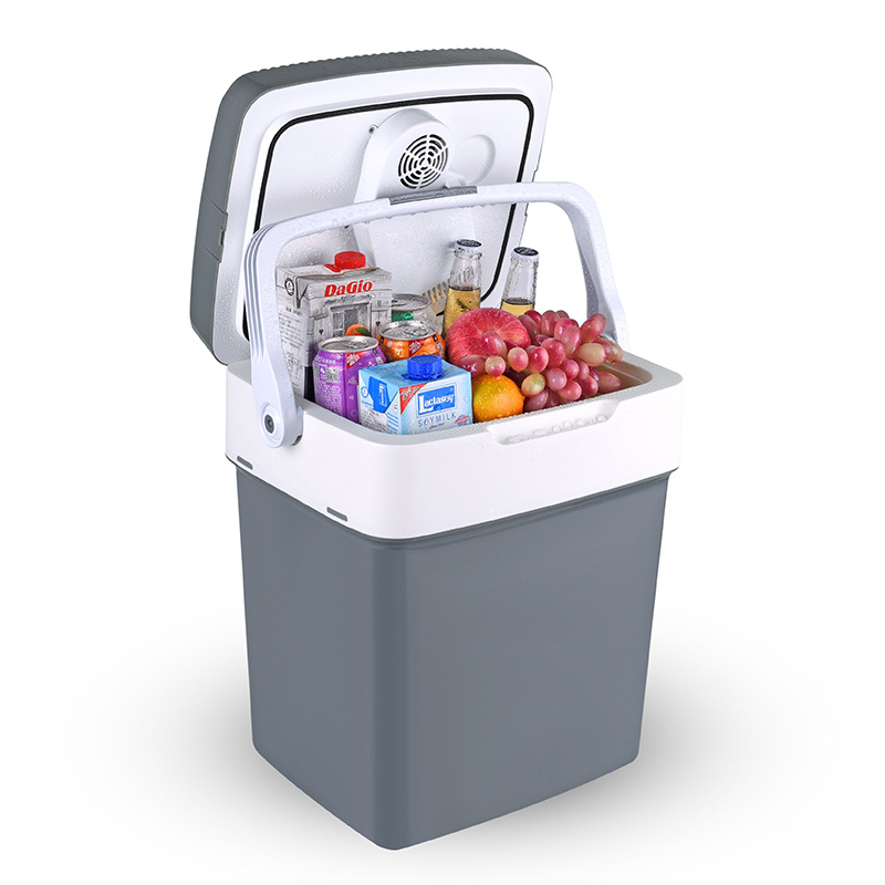 Procesamiento personalizado 29L mini refrigerador portátil automóvil dos usuarios fuera de la caja de aislamiento refrigerador portátil NC montado en automóvil