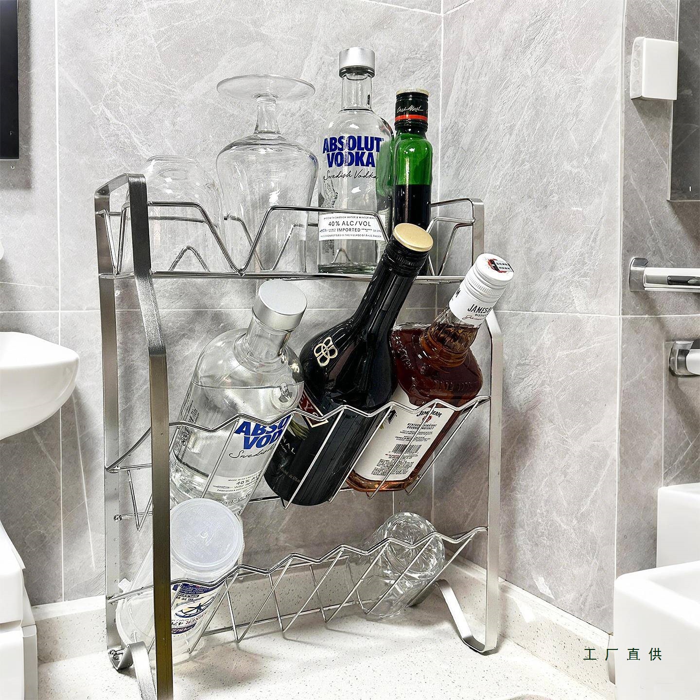 Wine Rack Storage Rack Bar Wine Rack Stainless Steel Display Cabinet Household Layered Coffee Tea Wine Base Wine Storage Rack