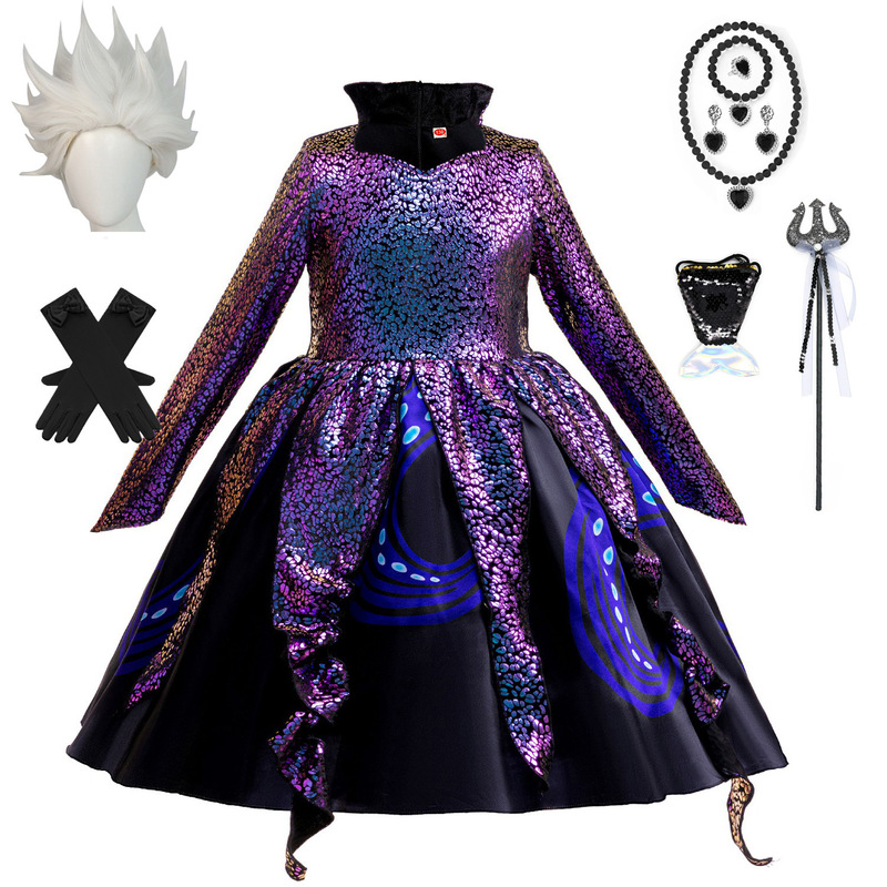 Cross-Border Export Ursula Ariel Mermaid Cos Princess Dress Girl Dress Dress Play Costume Nn100
