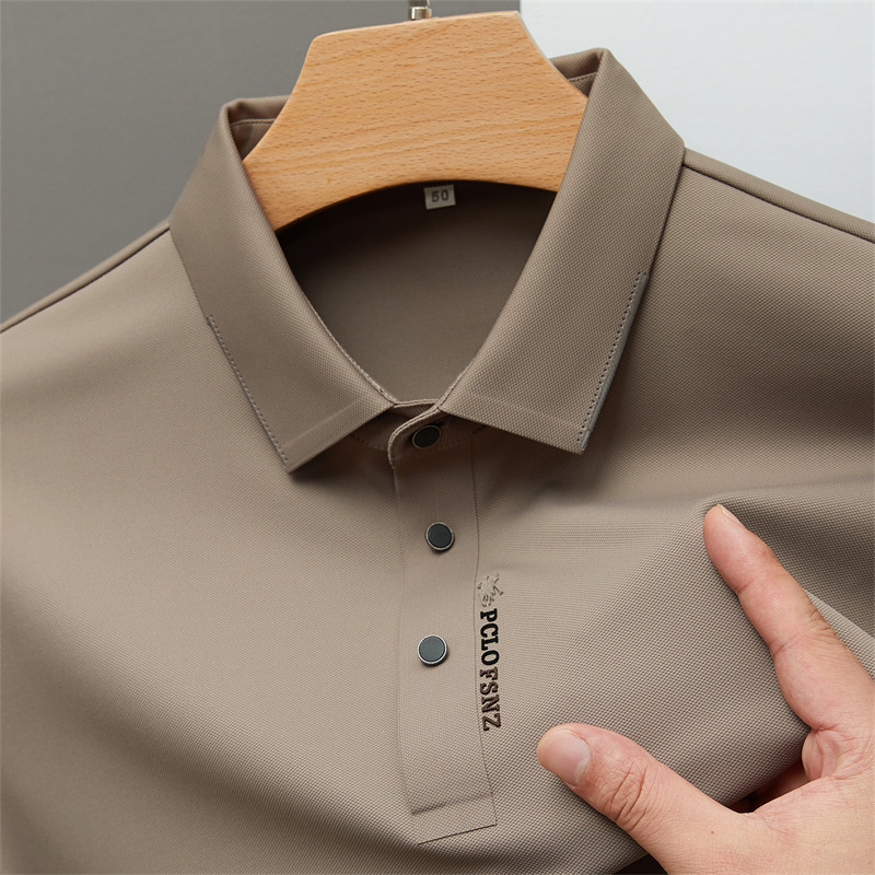 Men's Long-sleeved T-shirt Mulberry Silk Spring and Autumn High-end Lap Loose Casual Dad Thin T-shirt Live Explosions