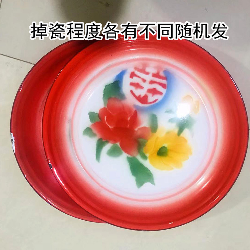 Platos de té de esmalte antiguo pintado platos de hierro antiguo platos de restaurantes nostálgicos decoración temática tienda de olla caliente granja barbacoa