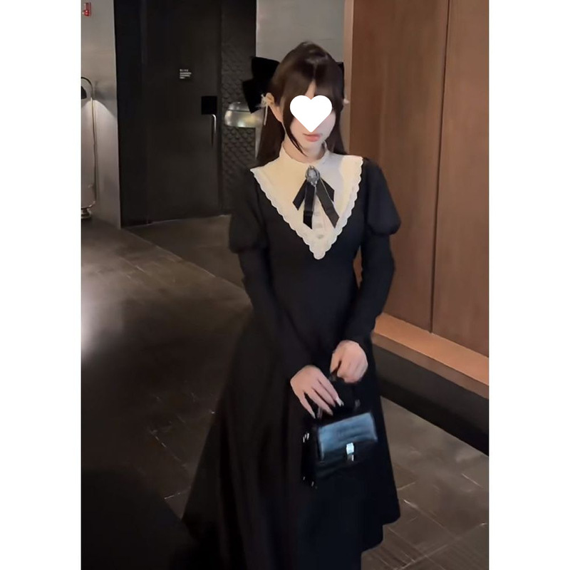 优雅大小姐 春夏新款法式赫本设计感宫廷风收腰lolita暗黑连衣裙|undefined