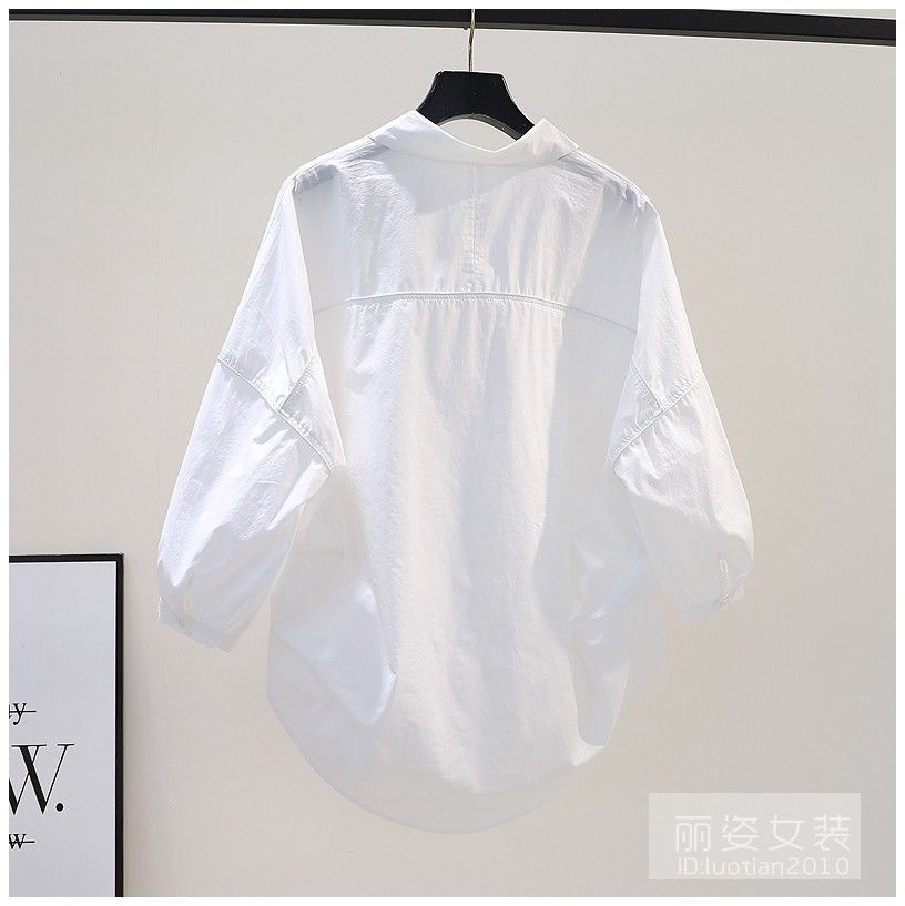 春夏秋新款新款韩版长袖小清新设计感拼接包边宽松文艺范衬衫女详情13