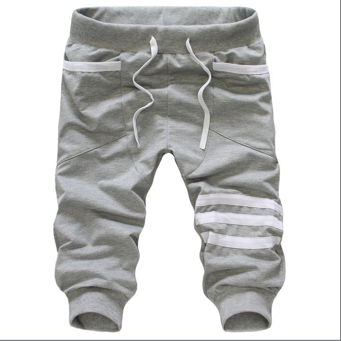 夏季 马裤休闲七分三横杠韩版宽松哈伦裤运动裤青少年卫裤男裤 潮