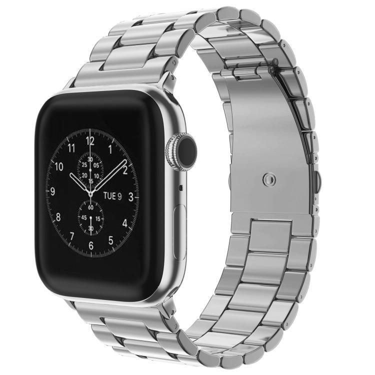 Para Apple Watch38 - 49mm tres cuentas correa de acero inoxidable diseño de hebilla plegable correa de metal de negocios