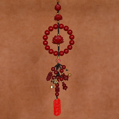 Feel, Cinnabar Lotus Car Hanging Ornament | Car hanging