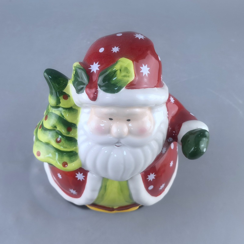 Navidad de cerámica de galletas viejos latas de sellado pintadas de turquesa para el hogar artículos de cocina de cerámica tanque con tapa
