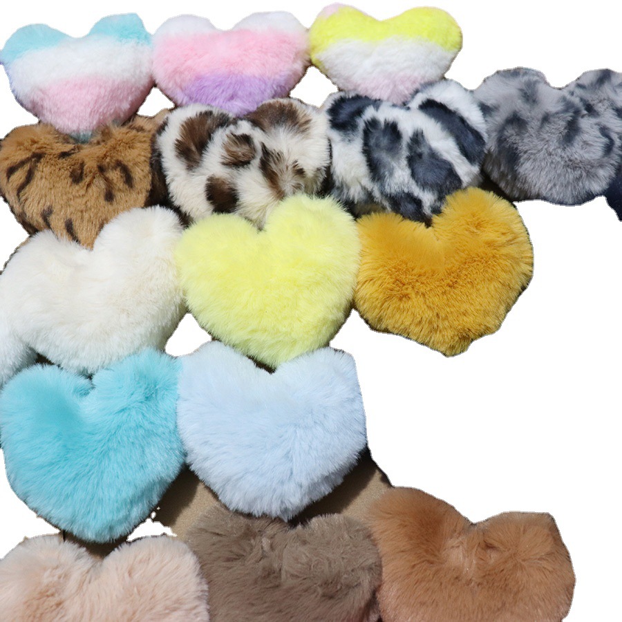 40 color 10cm imitación Rex Rabbit Fur Peach corazón llavero colgante fábrica en stock al por mayor de La felpa del coche bolsa colgante
