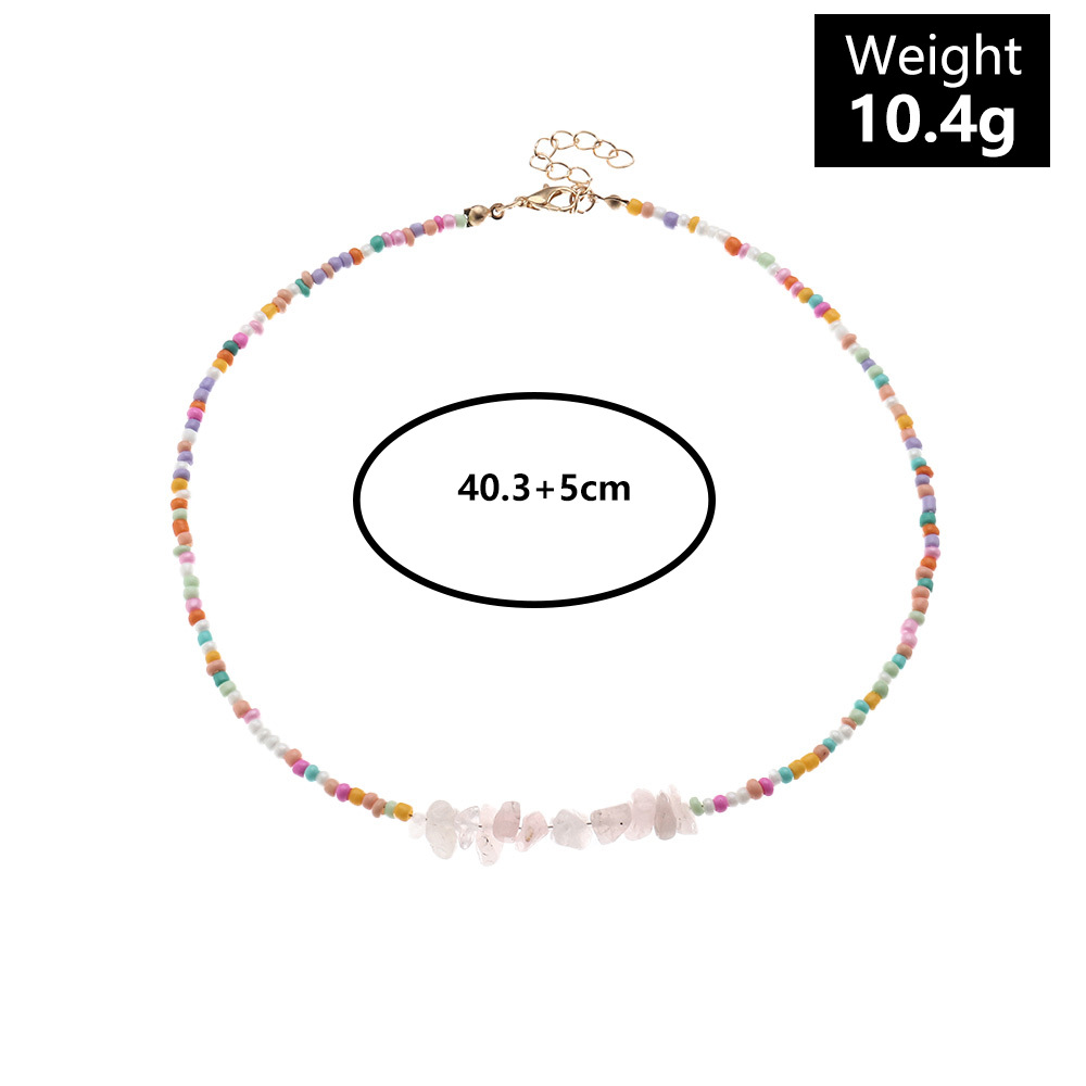 wholesale jewelry irregular crystal gravel color rice bead necklace Nihaojewelry