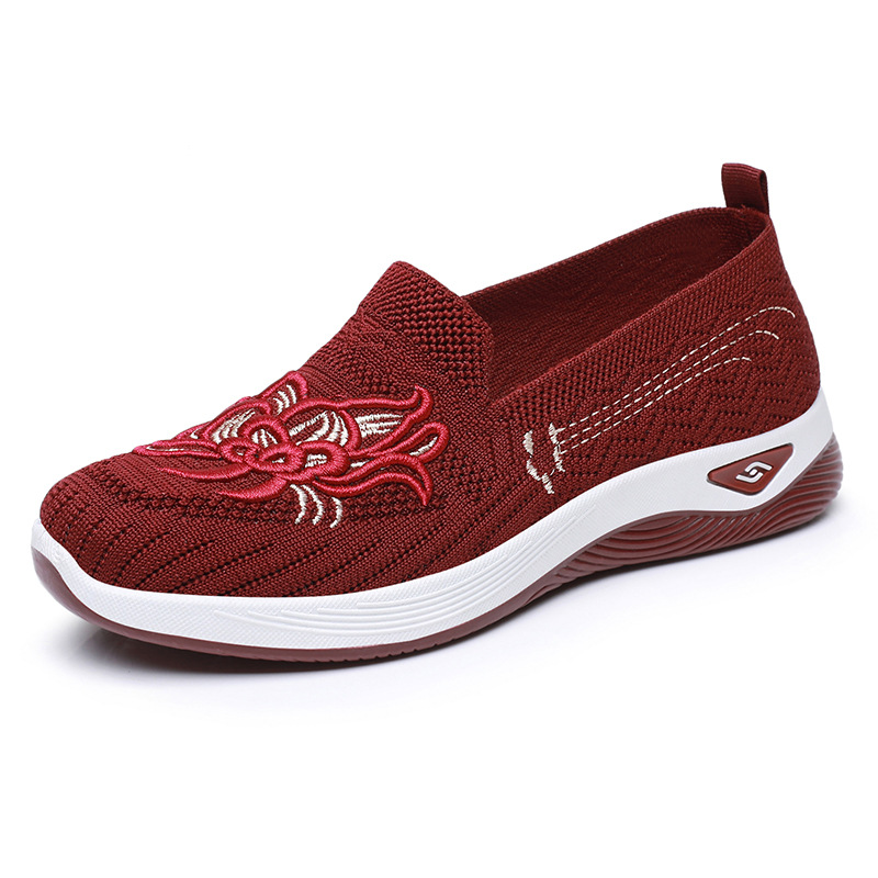 Zapatos mujer verano nuevo estilo zapatos de madre transpirables viejos zapatos de tela de Beijing zapatos de malla de un pie suela suave zapatos casuales cómodos